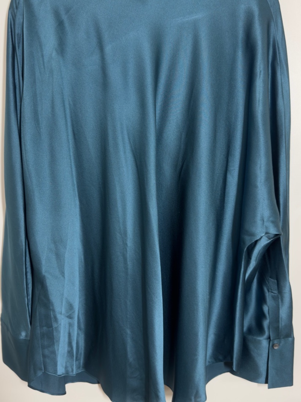 Vince 100% Silk Teal Blouse NWT Long Sleeve Button Front Size 3X - Picture 6 of 10
